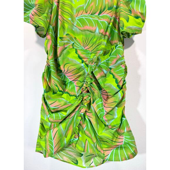NWT Farm Rio Anthropologie Puff Sleeve Tropical Leaf Mini Dress Plus Size 3X - Picture 8 of 14
